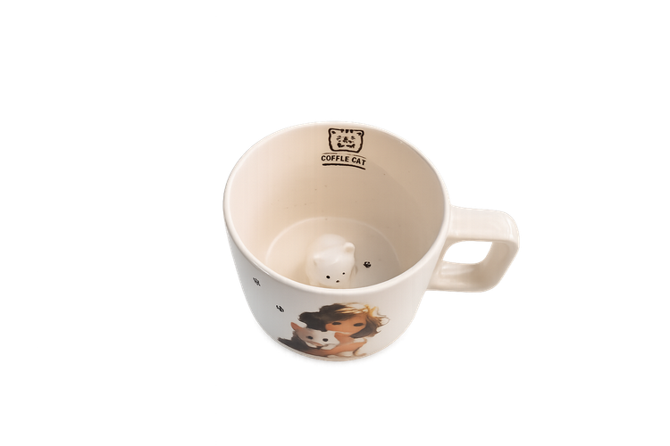 ماگ فانتزی داخل عروسکی . طرح گربه . کد ۲۳