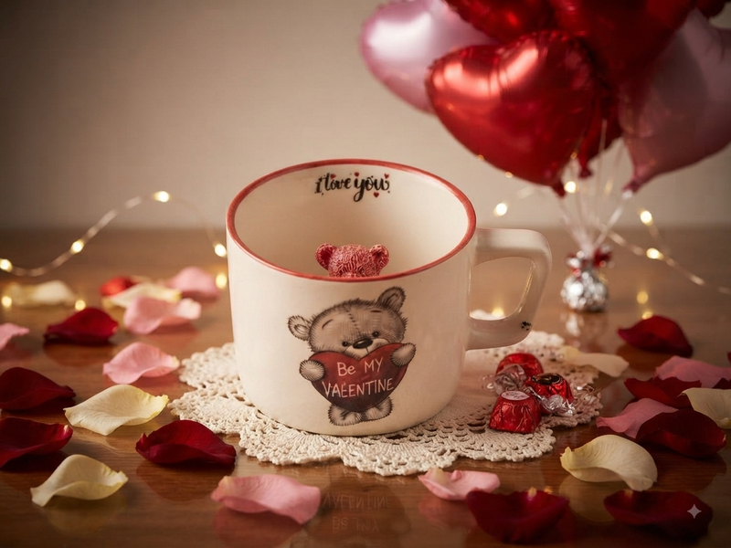 ماگ داخل عروسکی طرح خرس نمای روبرو