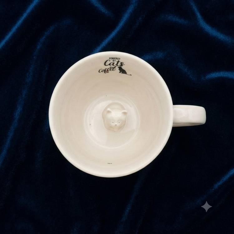 ماگ فانتزی داخل عروسکی . طرح گربه . کد ۵۳